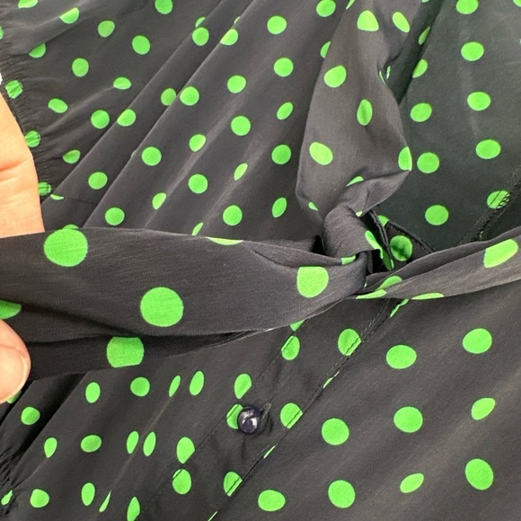 Forever 21 Plus Sz 2X Navy & Green Polkadot Satin Dress New - Picture 3 of 6